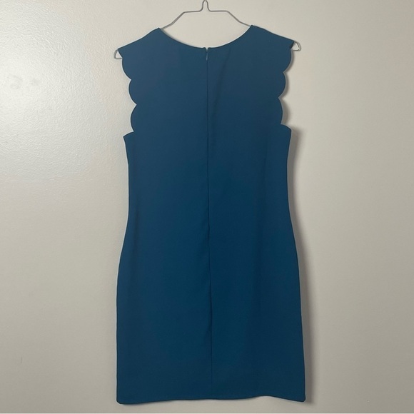Everly Sleeveless Midi Dress Scalloped Edges Blue Size Medium - Picture 4 of 9